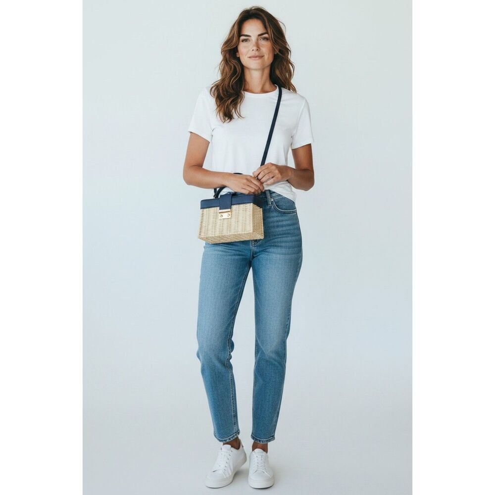 LC Lauren Conrad Wicker Top Handle Shoulder Crossbody Bag NWT - Picture 6 of 6